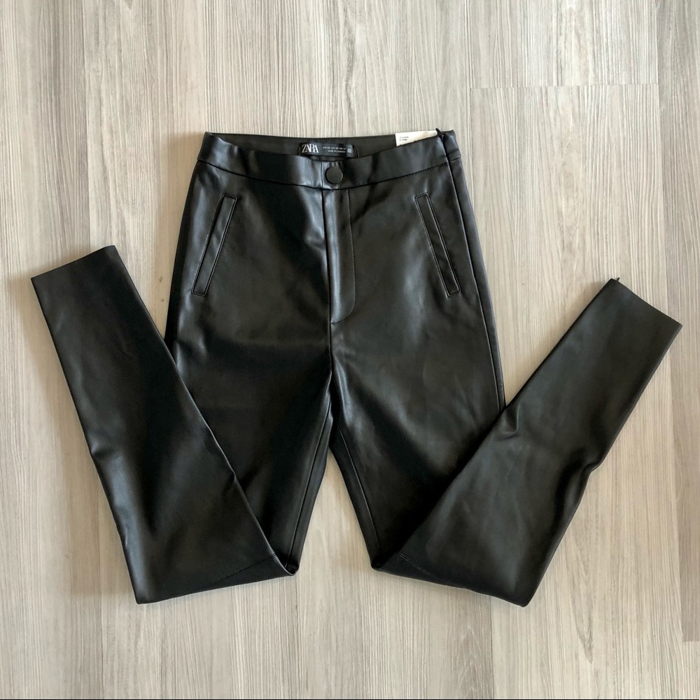 ZARA High Rise Faux-Leather Leggings